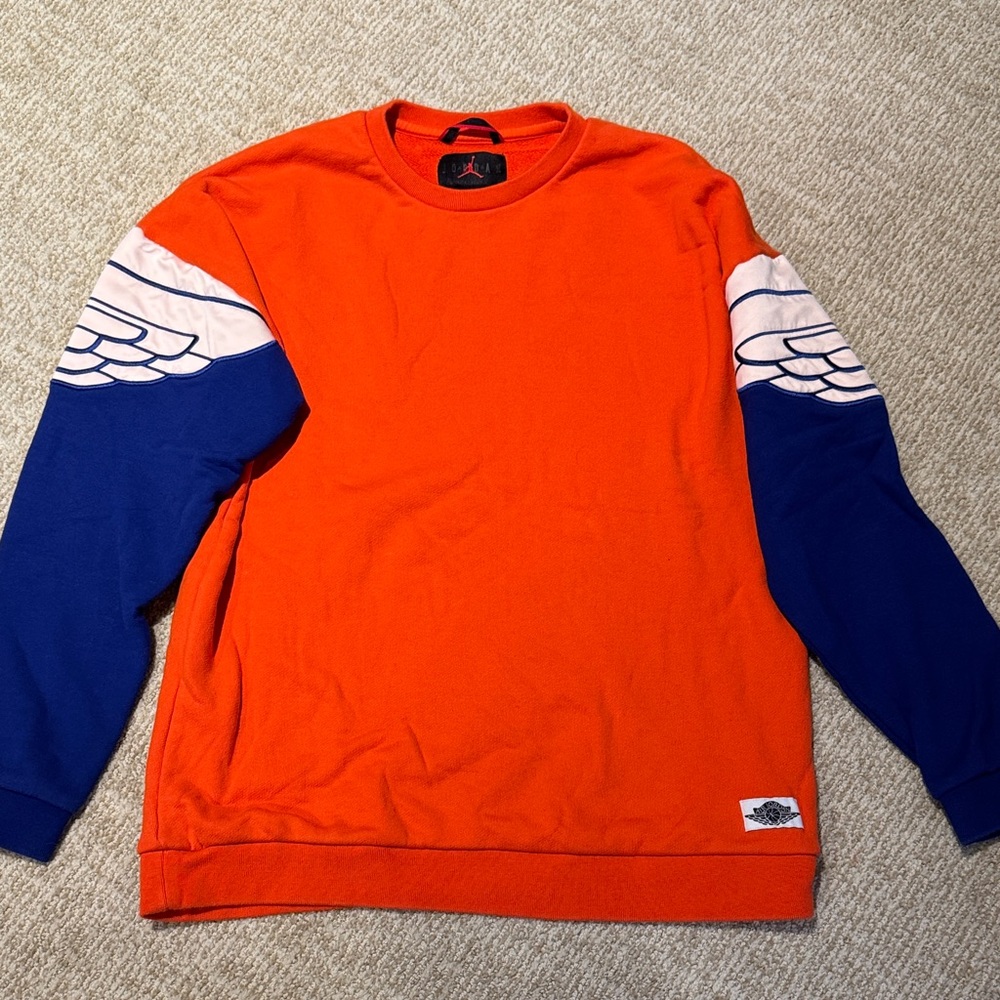 Air Jordan Orange and Blue Crewneck Sweatshirt